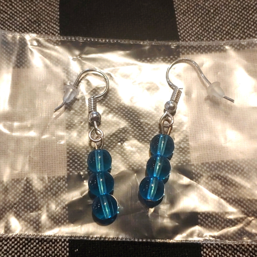 Blue glass bead earrings
